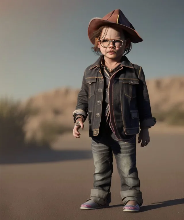 Johnny Depp toddler, full body, shoe, car, dramatic lighting, hyper realistic