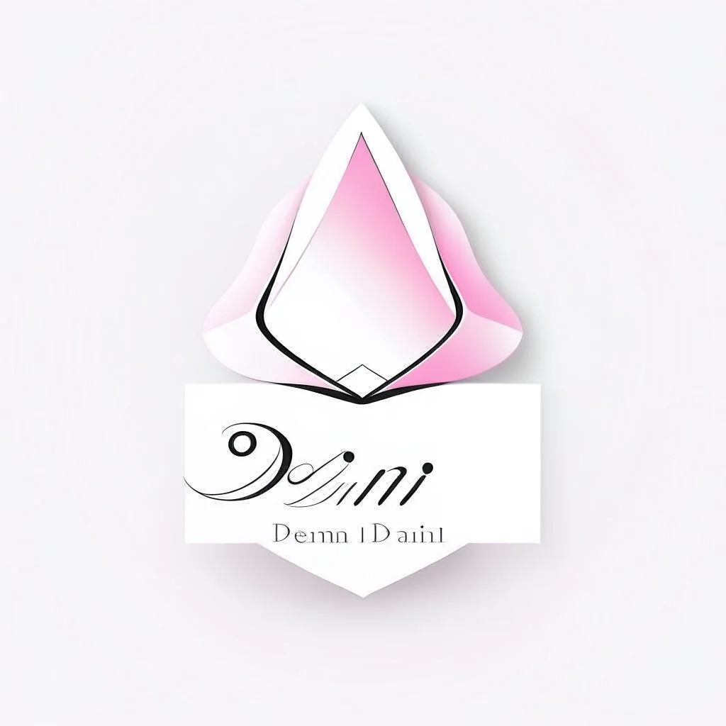 Create a logo with the name Deniz Boutique, inspired by diamond dresses, with the symbol of the dress, baby pink