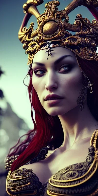 portrait of ultrabeautiful face of Pirate Queen, gorgeous, stunning, intense, intricate details, photo realistic, finely detailed outfit, extremely ornate, octane render, Unreal Engine, by Weta Digital, by Wêtà FX, by WLOP, Cinematic, Color Grading, Editorial Photography, Photography, Photoshoot, Shot on 70mm, Ultra-Wide Angle, Depth of Field, DOF, Tilt Blur, Shutter Speed 1/1000, F/22, Gamma