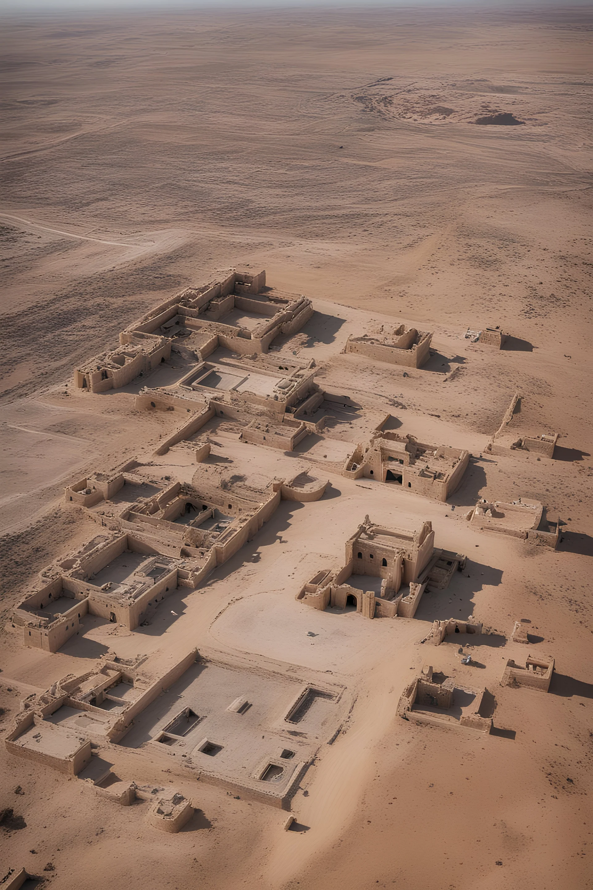 Aerial photography of historical landmarks in the Abu Issa area in Libya