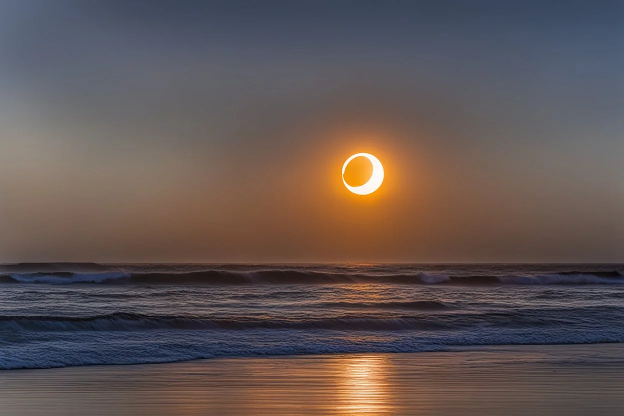 un éclipse de soleil sur la côte landaise, plage de La Piste, à 20h26, le 12 août 2026