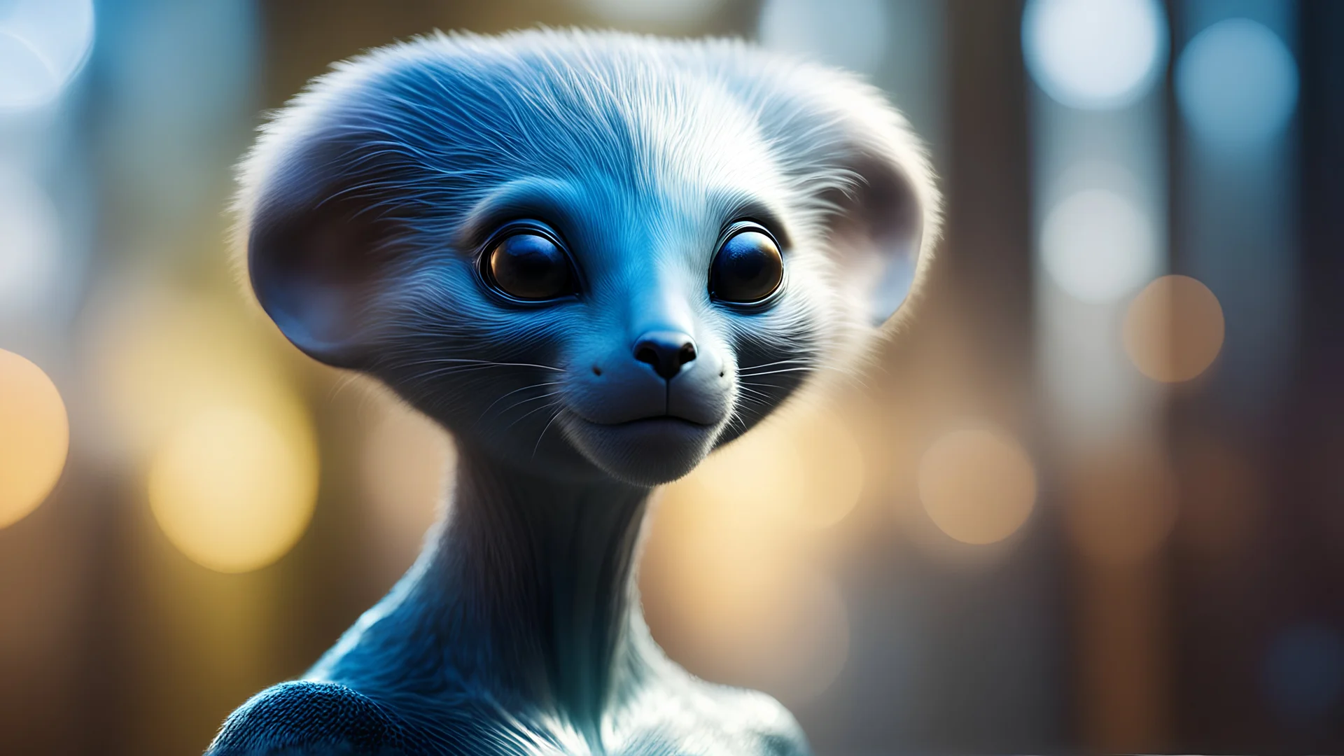 Strange, innovative, beautiful, unknown furry humanoid alien mammal, futuristic, ingenious, exquisite body, striking skin, happy, intelligent, calm, thoughtful, friendly, rapport, confident, attractive, extreme characteristics, beautiful volumetric lighting, attractive composition, photorealistic, bokeh blur, extremely detailed, chiaroscuro