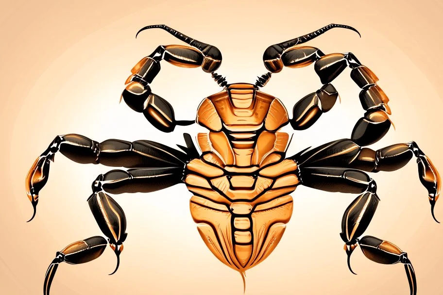 Detailed, illustration, realistic, symmetrical, poisonous scorpion, realistic.