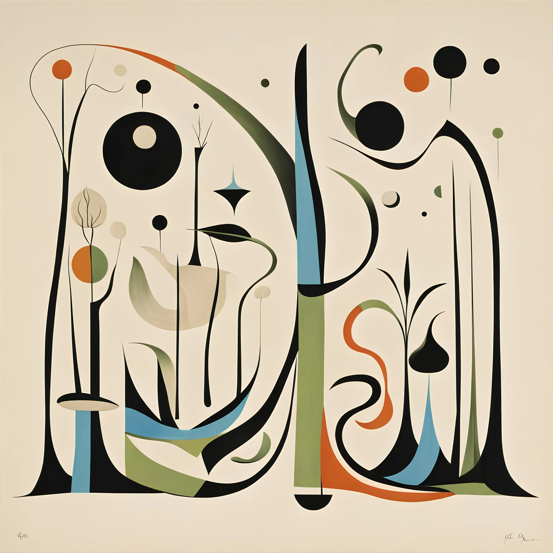 Surreal composition by Paul Rand, abstract biomorphic structures