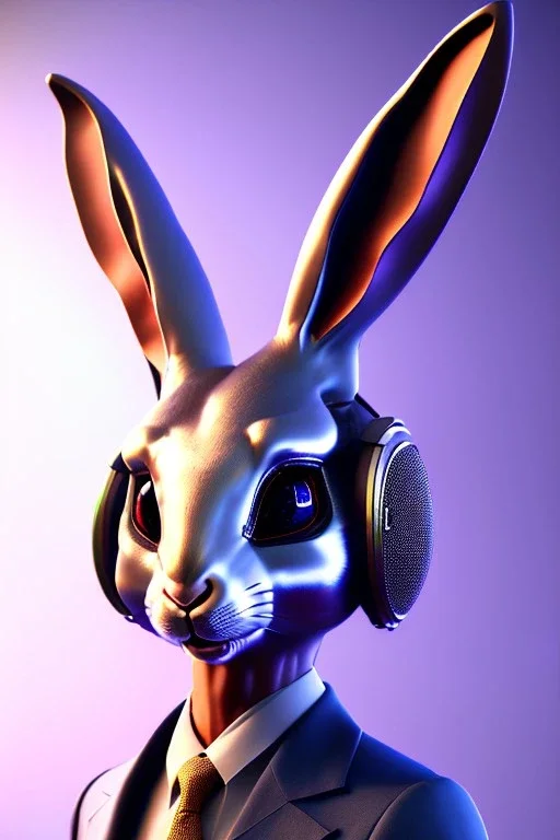 Sweet Rabbit mask, suit, photo studio, black background, unreal engine 5, concept art, ray tracing, lumen lighting, ultra detail, volumetric lighting, 3d.