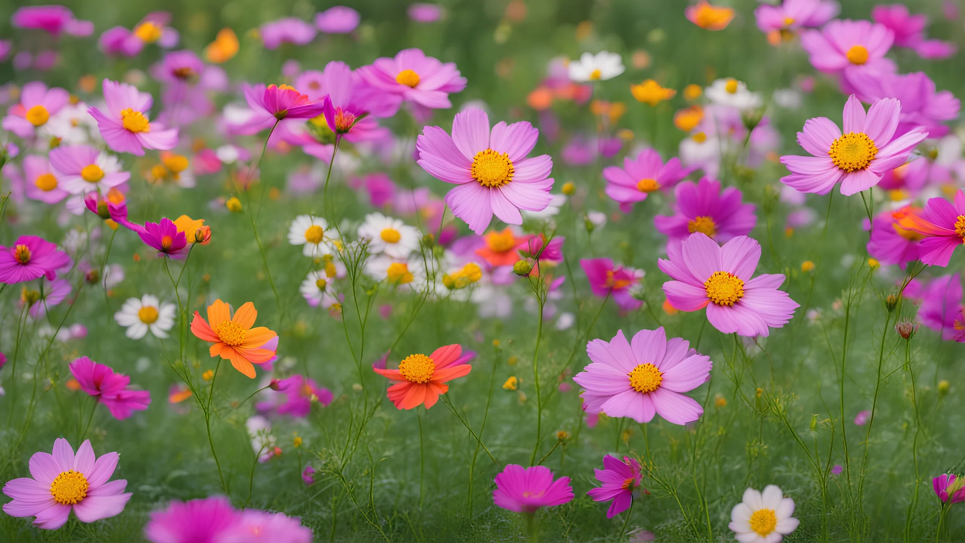 Cosmos flowers blooming in the garden