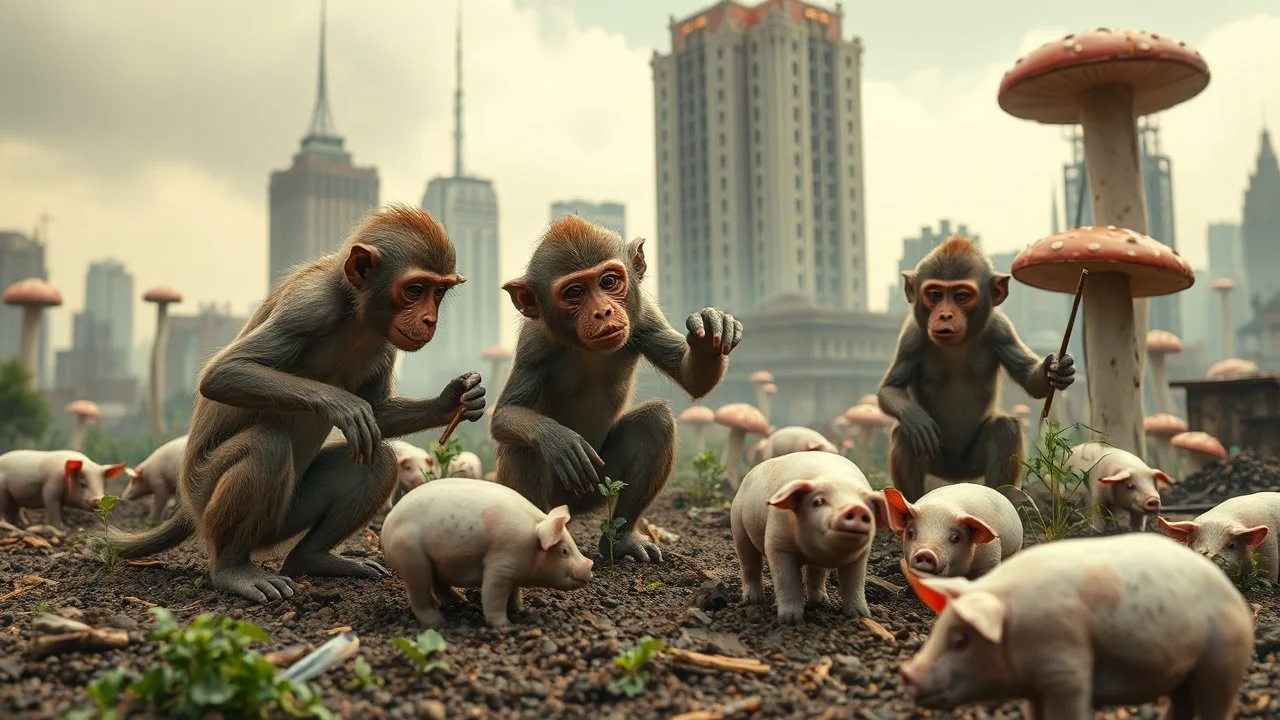 monkeys planting pigpens on the city apocalypse shit dancing mushroom funny moments