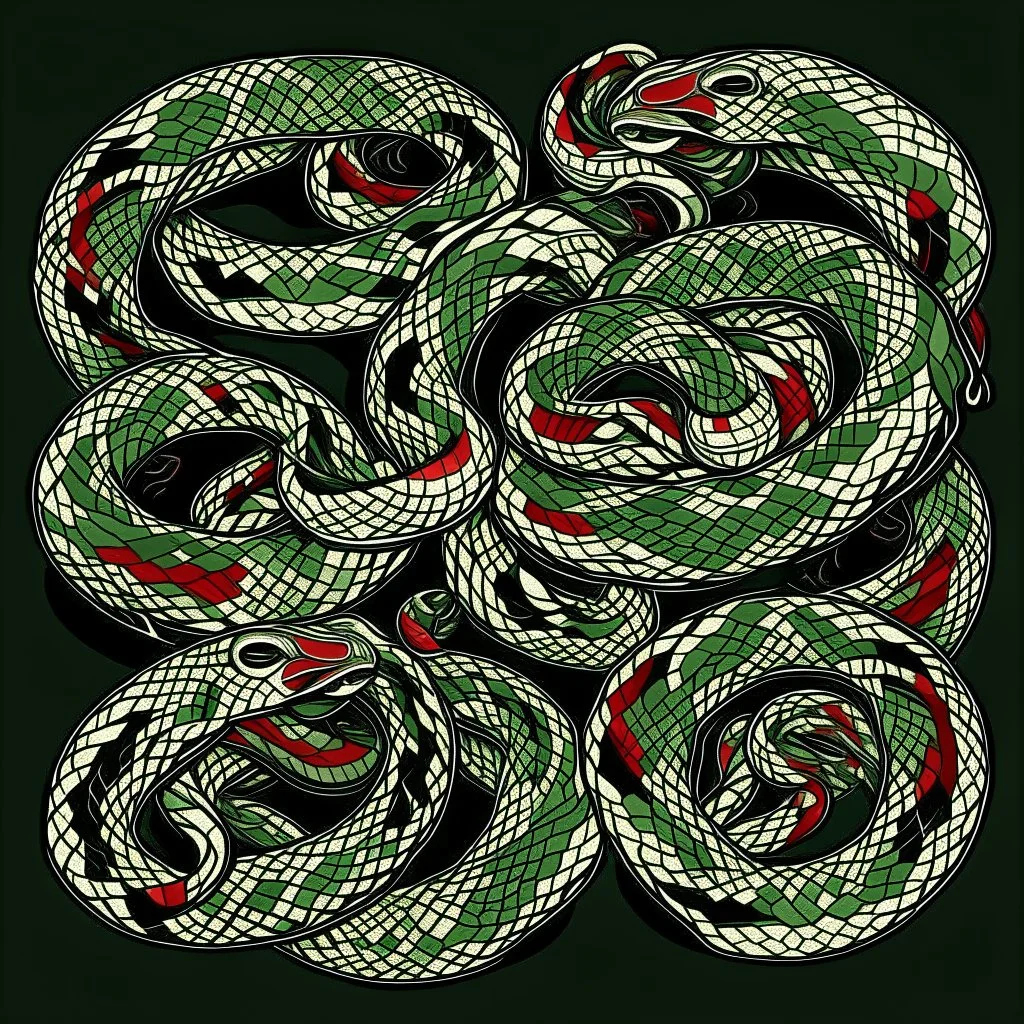 many intertwined snakes, 2d