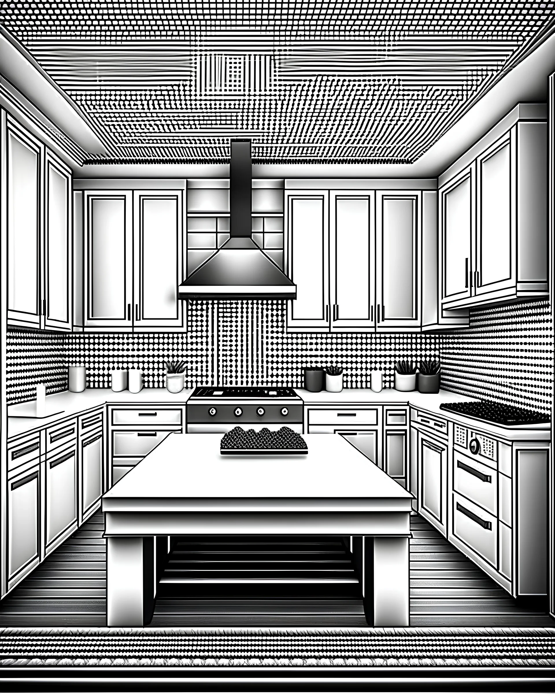 MANDELA STYLE.kitchen aesthetic harmony modern and luxury fusion in interior design of a dream home ,Coloring Book for Adults and Kids, Instant Download, Grayscale Coloring Book