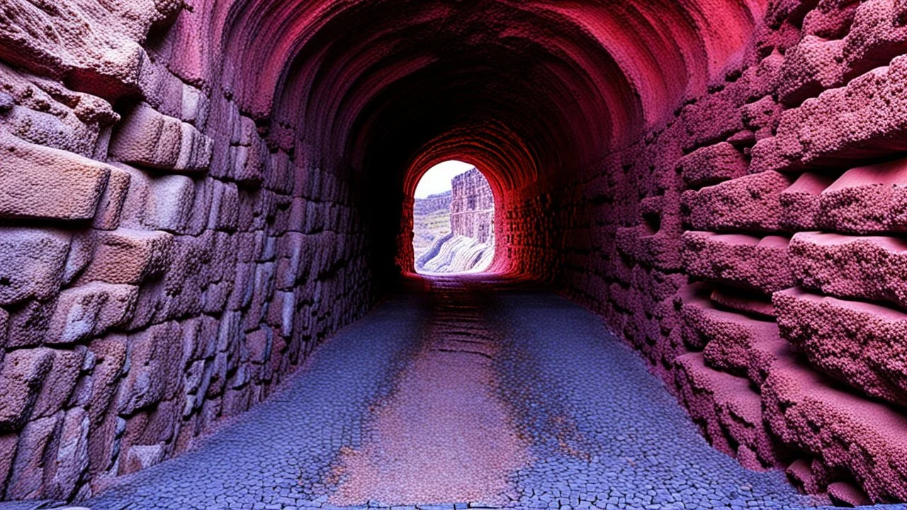 a magical mine where ores and minerals are passed down through aqueducts to the side