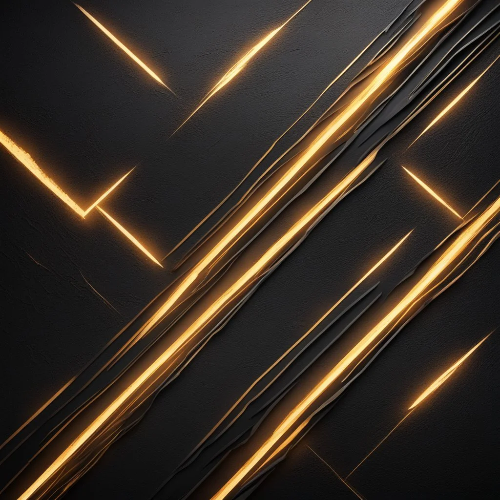 Hyper Realistic Glowing-Golden-Diagonal-Intersecting-Lines on rustic-jet-black wall with embers