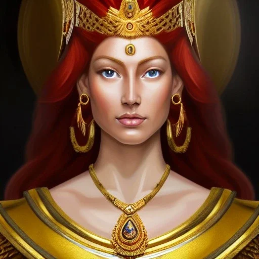 Ultra detailed fullbody Portrait in oil on canvas of beautiful REdhead amazon with Gold aRMOR sAINT SEYA style ,extremely detailed digital painting, extremely detailed face,perfect crystal clear Big Glowing eyes, mystical colors ,perfectly centered image, perfect composition, rim light, beautiful lighting, 8k, stunning scene, raytracing, anatomically correct, in the style of robert e howard and Ken Kelley and Ohrai Noriyoshi and Simon Bisley and tomzj1