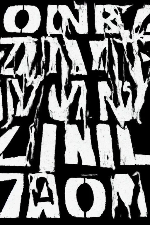 Write Text: "ZOMAC", Logo in Style of the doors, Black on White, Blue outlines, glowing