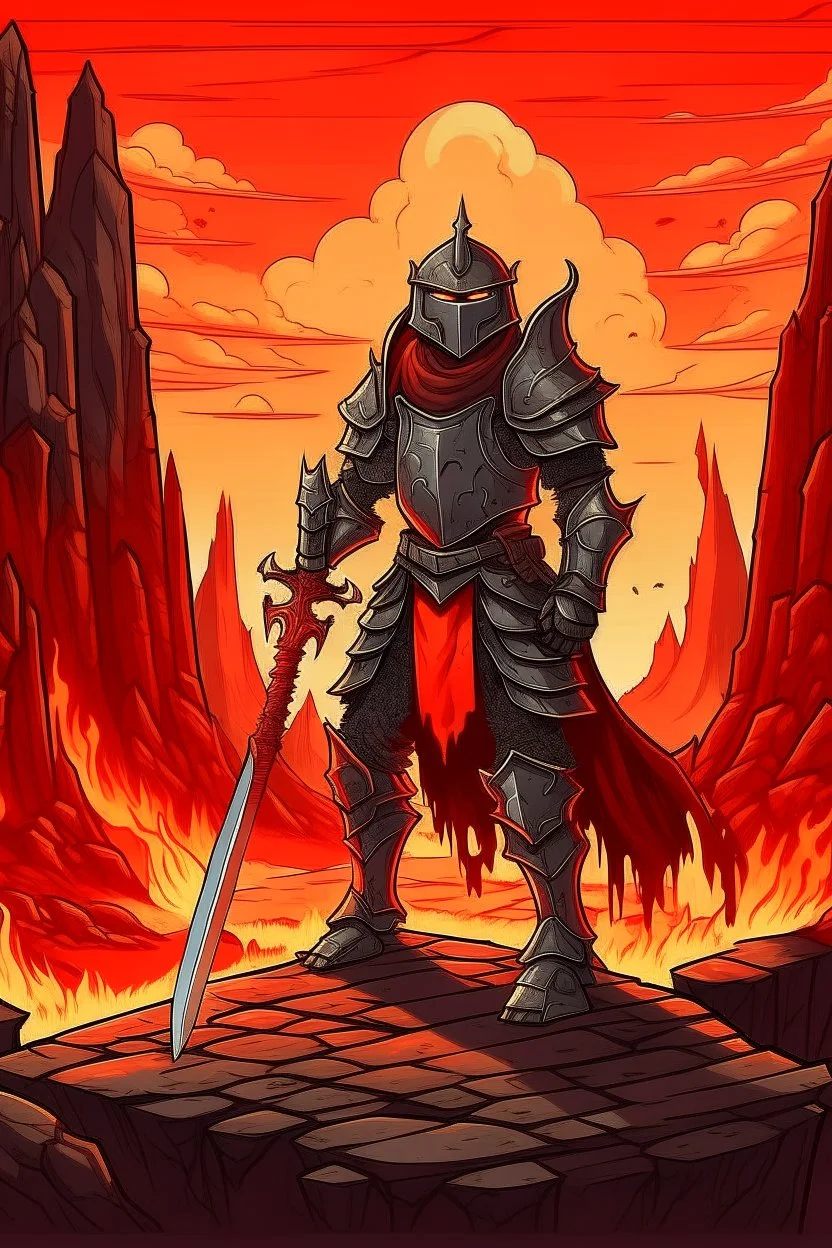 royal knight holding a greatsword in lava land