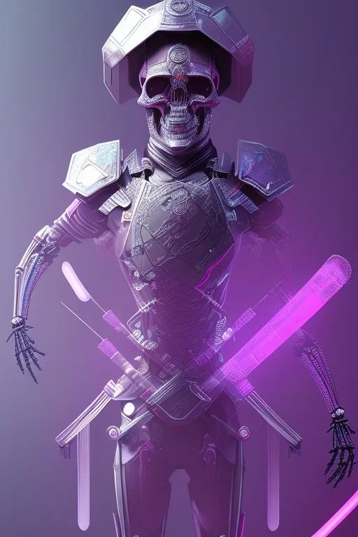 Futuristic Neon crystal skeleton samurai smoke