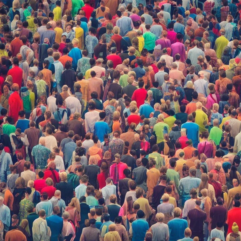 full colour man in crowd,