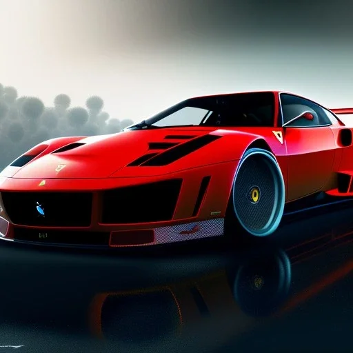 fullbody Drawing of ' Ferrari 612 GTO',intricate detail,andrea bonelli,Kilian Eng,Ohrai,evan lee,Aleksandr Sidelnikov,KyuYong Eom,three quarters frontal aerial view,toned colors,16k