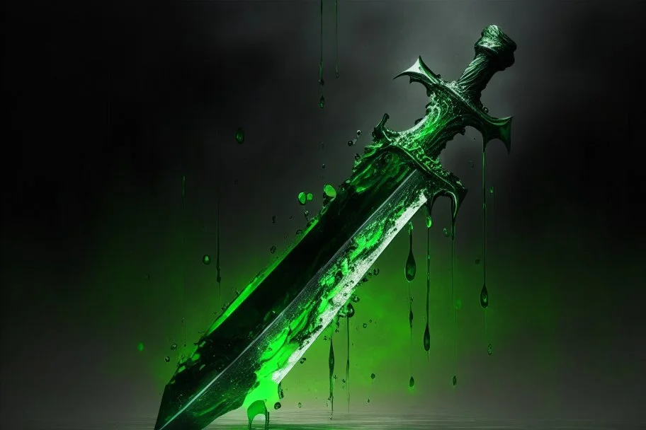 espada verde y negro flotando