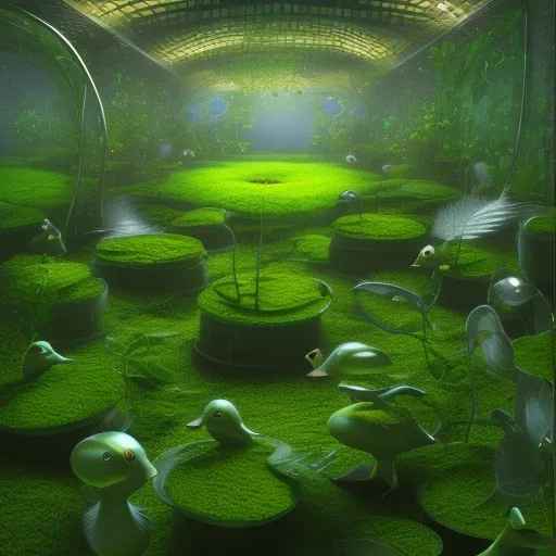 duckweed in a plant lab by dali