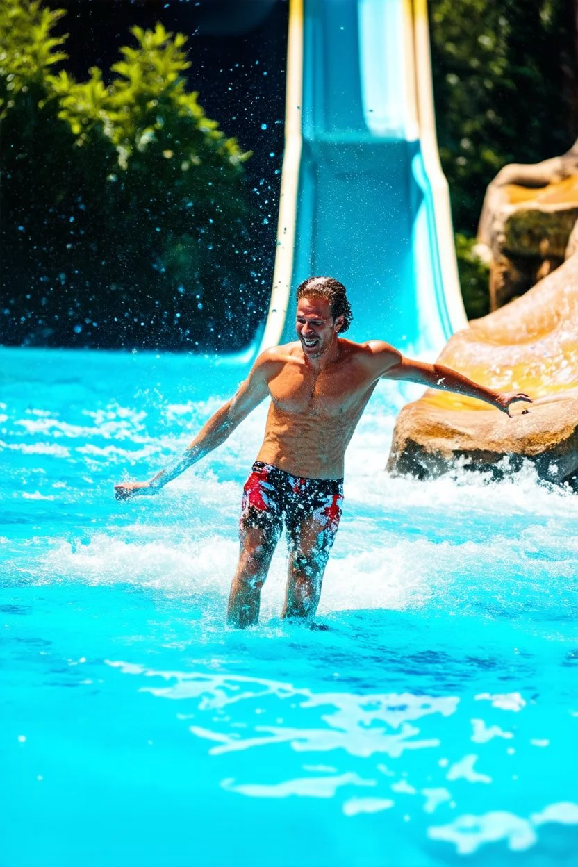 water spirit wearing spectacular shoes in a wild water slide ,bokeh like f/0.8, tilt-shift lens 8k