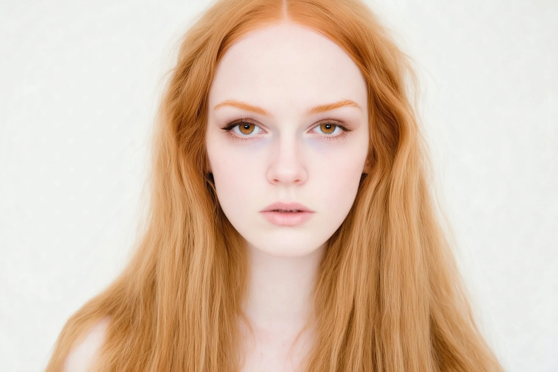 Polaroid, lily cole,,cheveux long blonds, yeux marron, petit nez, visage poupin, , fond blanc, grunge, regard rock