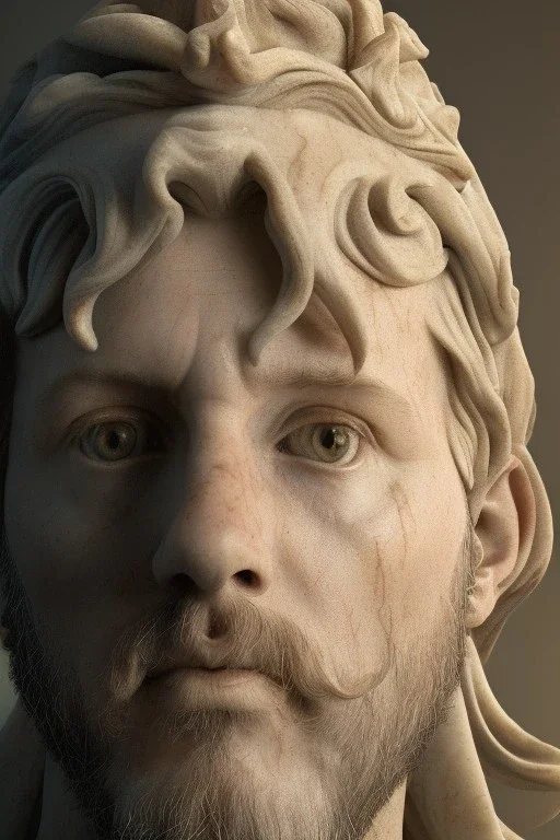 Realistic image, Renaissance sculpture made in marble with gold veins, Lionel messi, gold laurel leaves crown, waist up portrait,marble material, gold ornaments, Renaissance style, sun rays background, epic, celestial, cinematic lighting, God lights, 4k resolution, smooth details, soft lighting, unreal engine 5, art station, substance 3d.