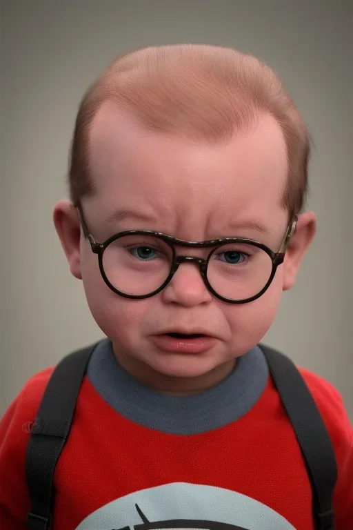 George costanza toddler, angry, full body, bokeh, New York, hyper realistic