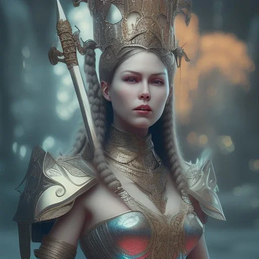 badass female queen of war, beautiful figure, wearing form fitting armor sharp focus,macro lens,800mm intricate filigree metal design, mythpunk, medievelpunk, full body portrait, cinematic, dramatic lighting, unreal engine 5, 8k, hyper realistic. Volumetric lighting. Light halation, by Hyung-tae Kim and Krenz Cushart Artstation and artgerm, Artwork by Guweiz, Peter Mohrbacher, Artgerm and Mark Brooks, unreal engine 5 hyper elegant,hyperphotorealistic, epic composition,bokeh, cinematic