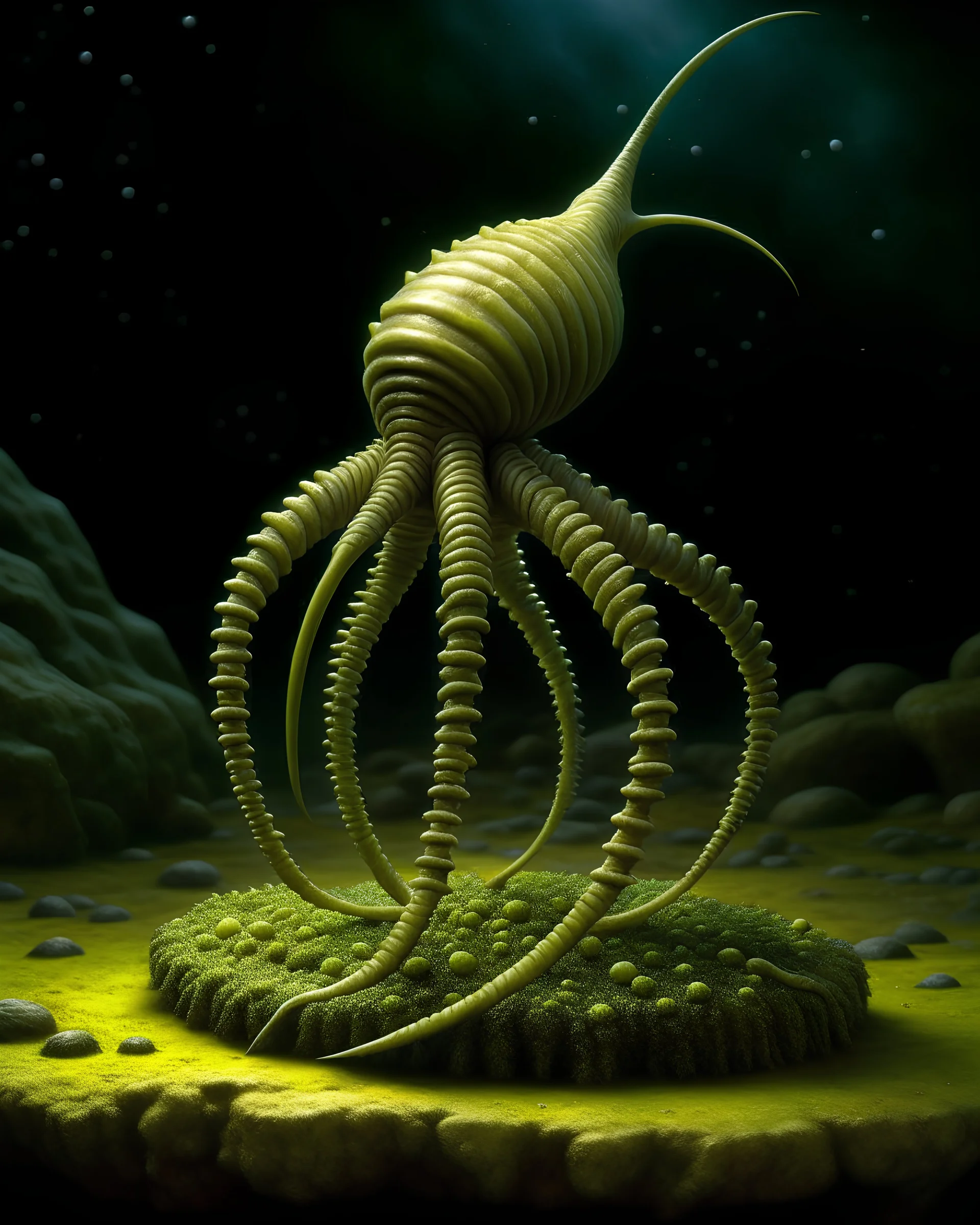 tabletop role-playing miniature of a crinoid-starfish-worm. full body. concept art in the style of dungeons and dragons alan lee greg rutkowsky john howe