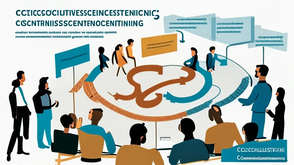 An image that conveys achieving success and skill development. The image depicts a group of individuals gathered in an inspiring teamwork session. They appear engaged in discussion and constructive exchange of ideas. In the background, a screen displays a chart or a conceptual map indicating various goals and pathways. Everyone appears enthusiastic and dedicated to collaborative work and continuous learning. The image reflects collaboration and a focus on achieving success through skill develop