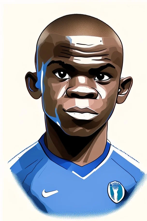 Ngolo Kante French soccer player cartoon 2d