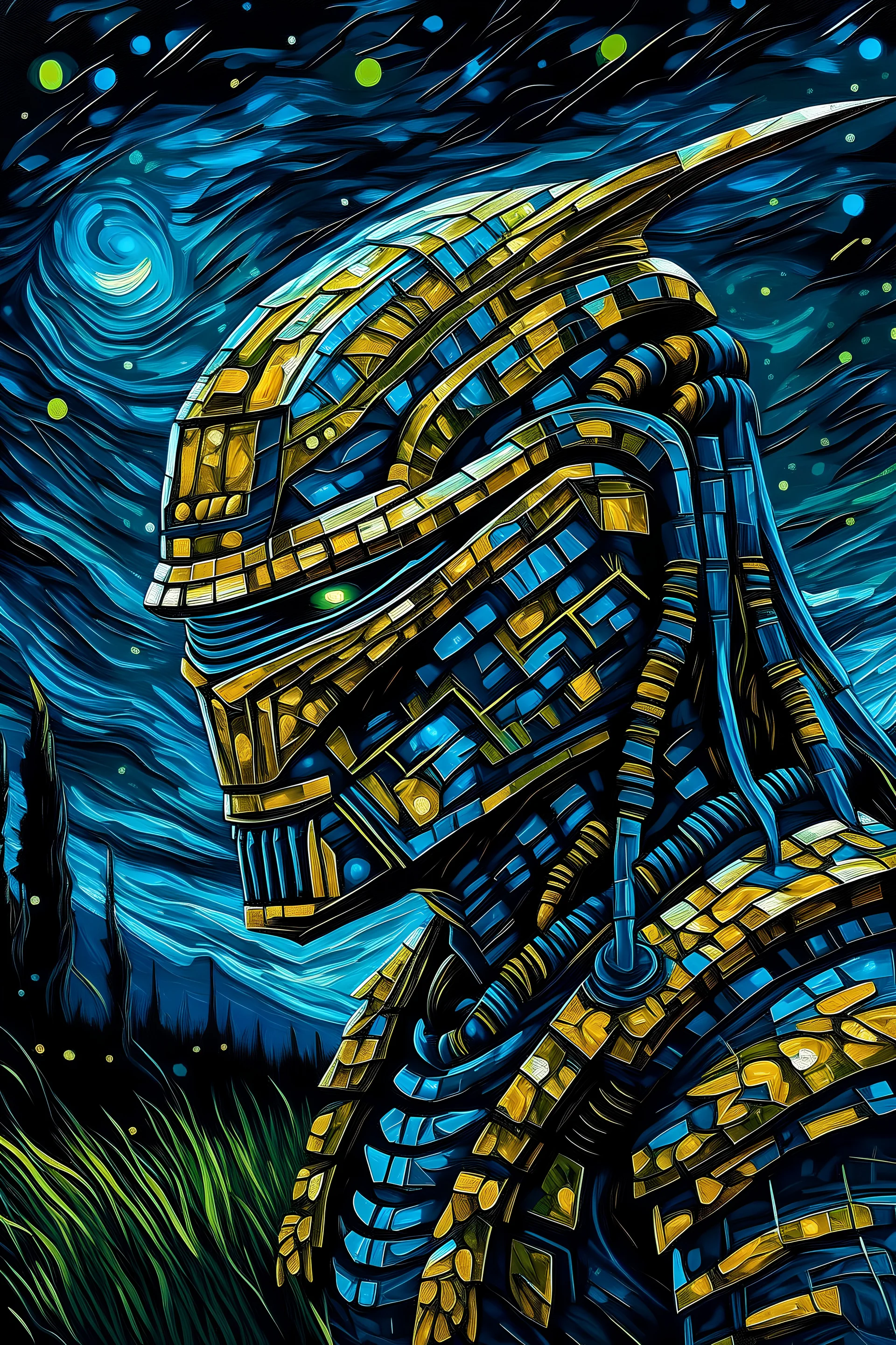 Predator in Van Gogh style like starry night