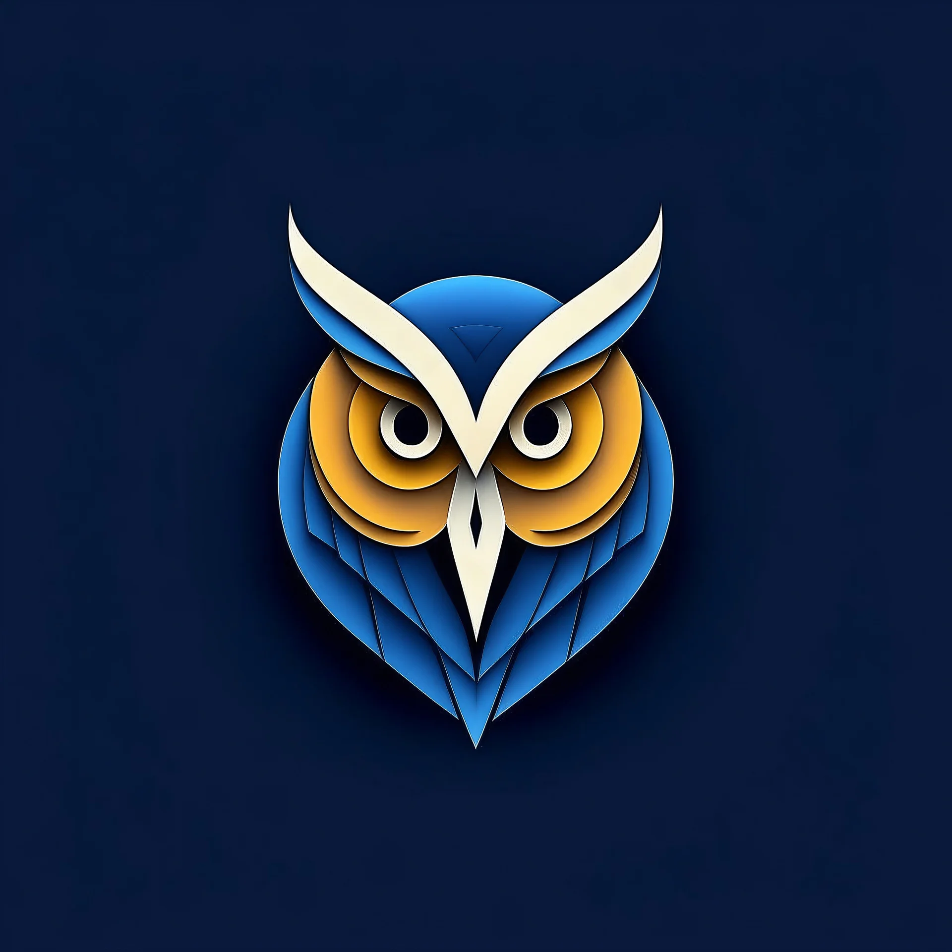 A symmetrical 3d gradient owl logo with a negative space, folded to create a unique graphic design inspired by the dribbble,hand drawn, humanity, natrual, minimal, perfect line art, behance, mafia art