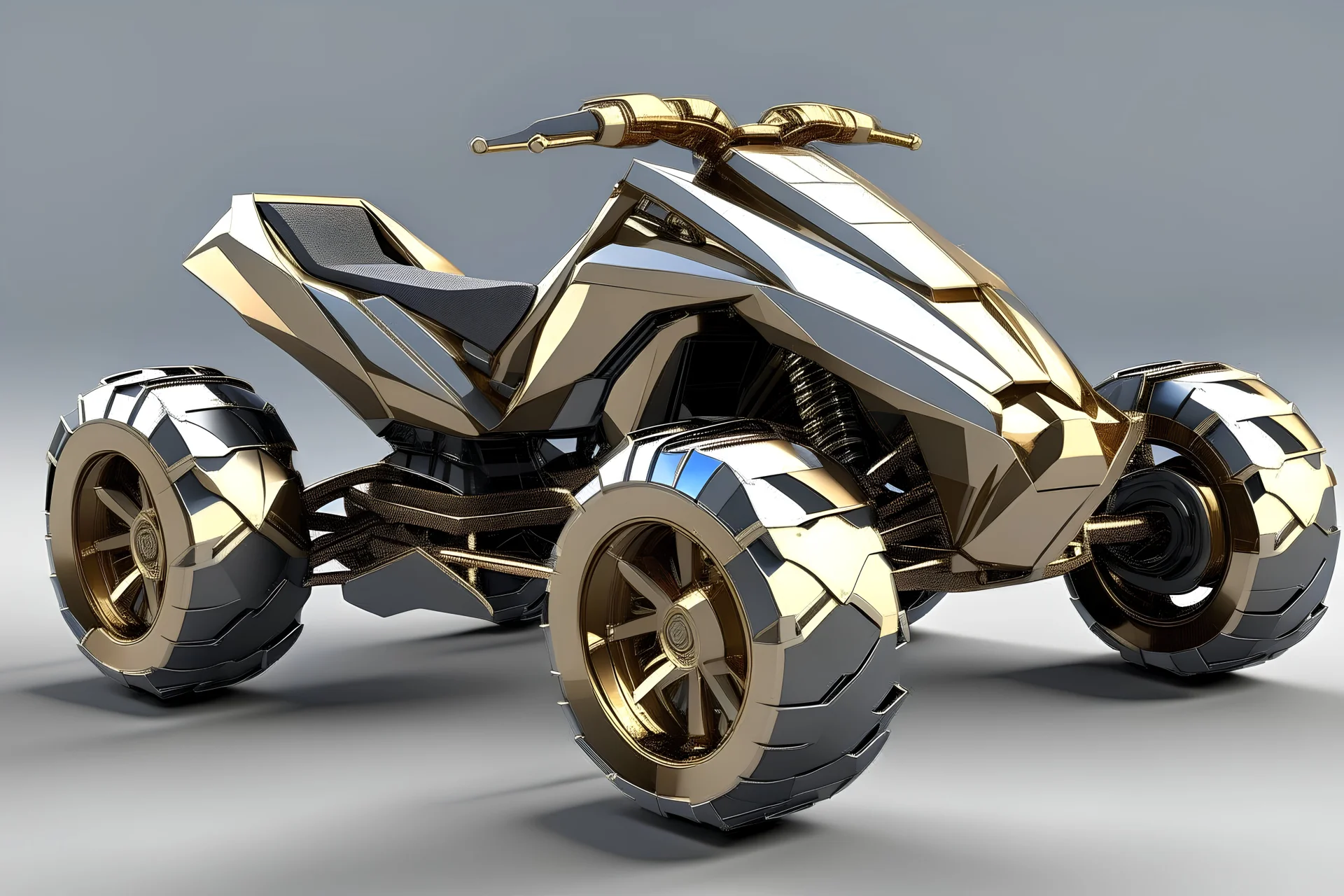 lowpoly highly symmetric metallic atv