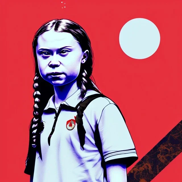 portrait of Greta Thunberg on top of the world