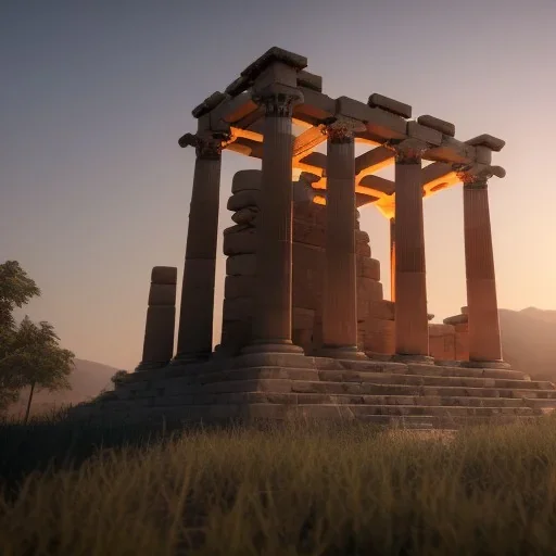 Artemis Tapınağı, unreal engine 5, sunset, realistic