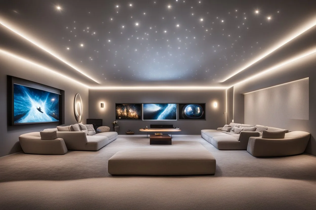 home cinema room with LED lighting in the walls make sure the room is completely symmetrical