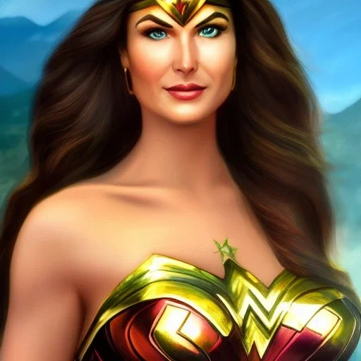 ultra detailed fullbody portrait of beautiful busty WONDER WOMAN, wearing skintight costume, extremely detailed digital painting, intrincate, extremely detailed smiling face,crystal clear Big Green eyes, in the style of gabrielle del otto , mystical colors , perfectly centered image, perfect composition, rim light, beautiful lighting,8k, stunning scene, raytracing