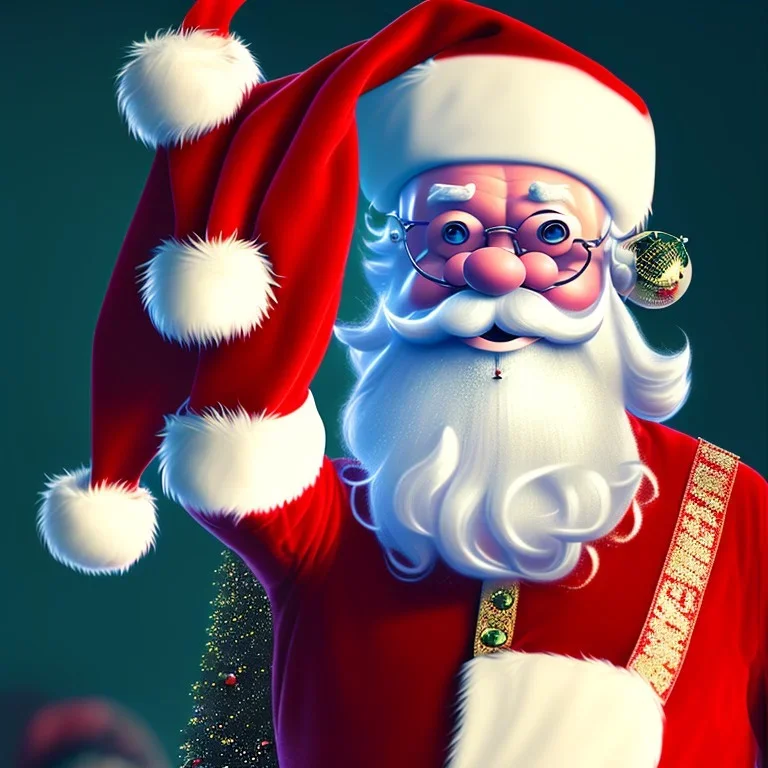  octane render, 8k, high detail, Santa , portrait, jolly, happy, realistic