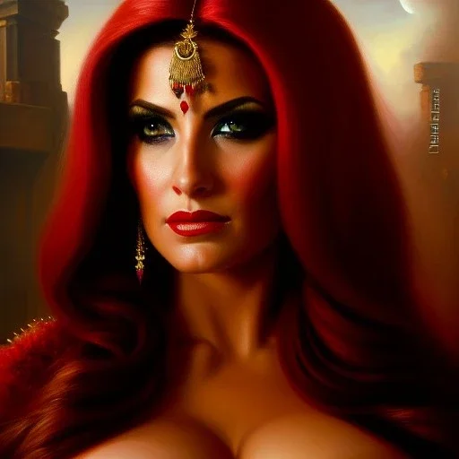 portrait of beautiful busty Spira of the Guild of Vammatar painting by Brom , oil on canvas, cinematic composition, extreme detail,fit full head inside picture,8k