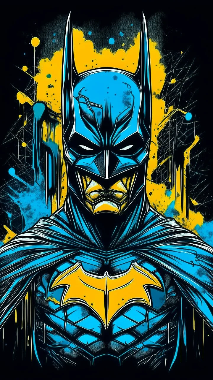 illustration for t-shirt design of Batman, vector illustration, optimize for bold lines, vibrant colors suitable for printing, centered, isolated, illustration, vibrant.