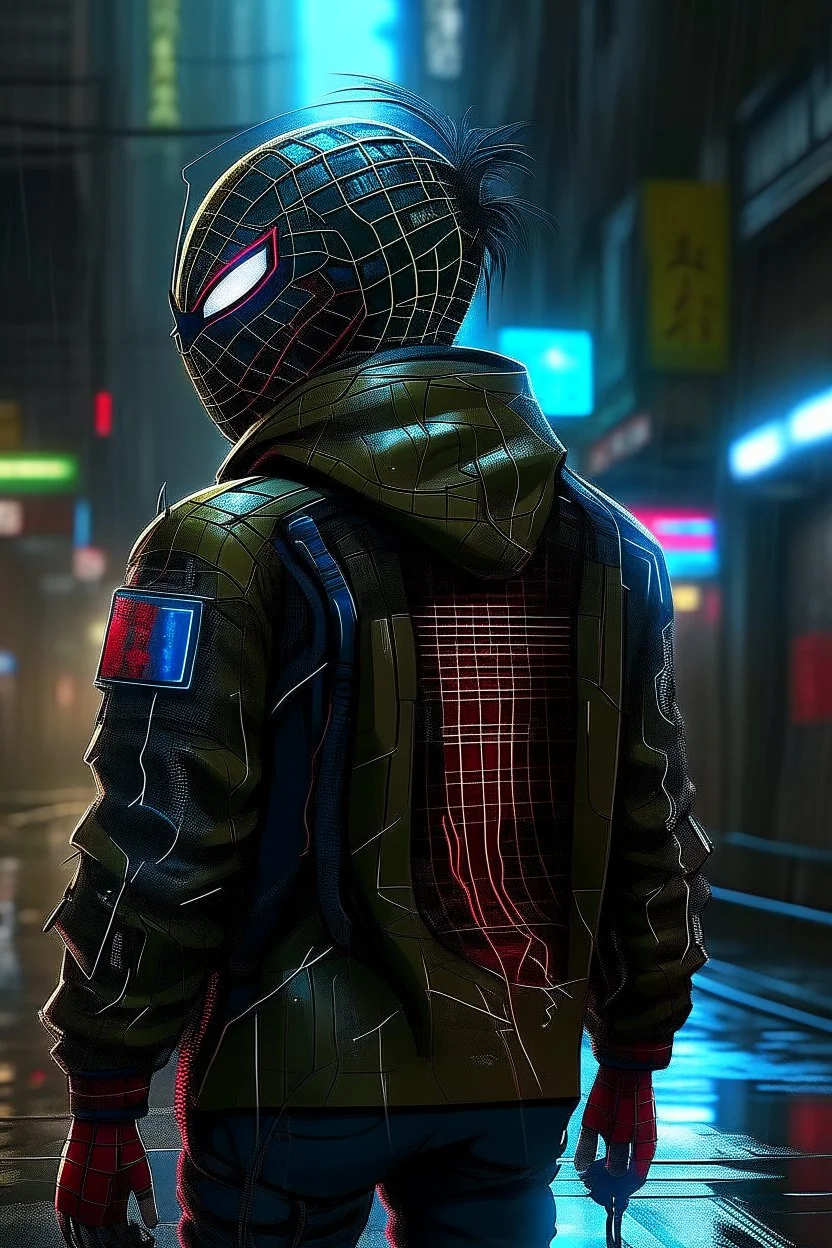 cyberpunk spiderman back turned