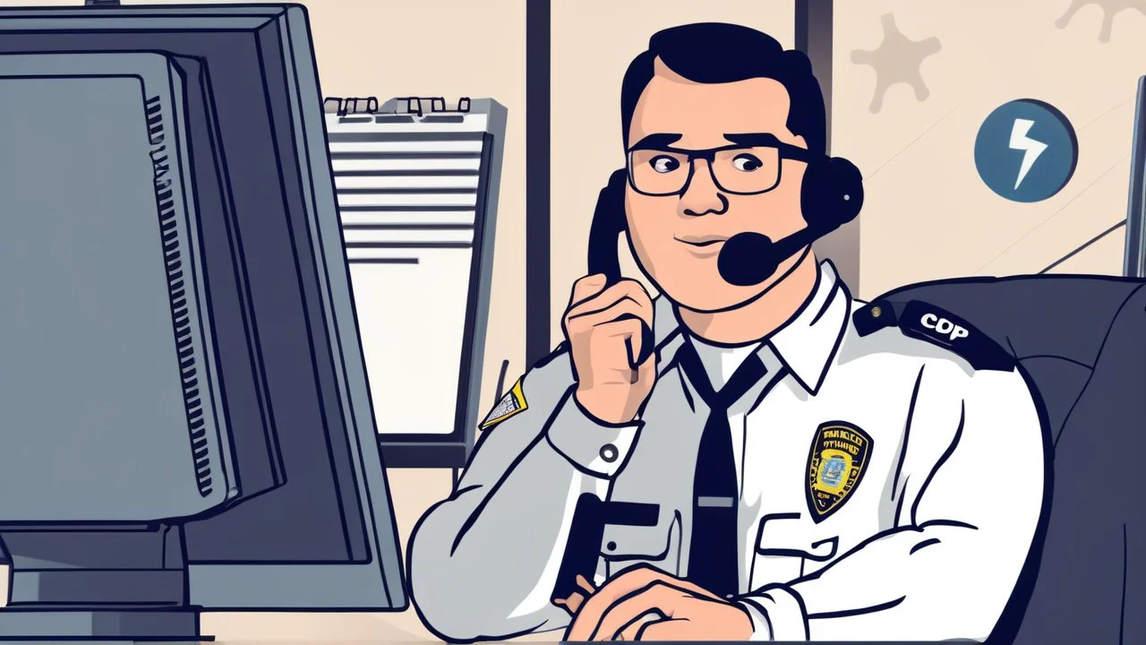 male cop dispatcher deals with virus on the phone