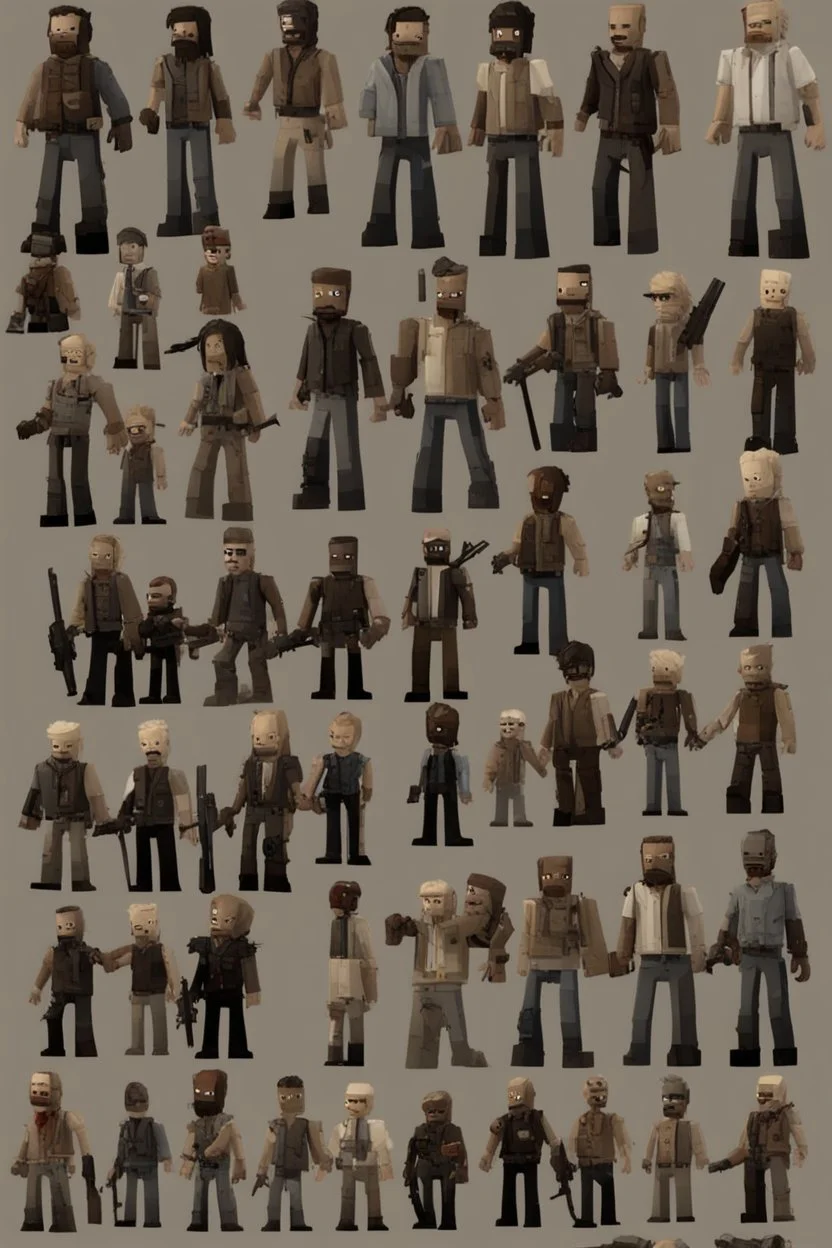 The Walking Dead Universe in the style of Roblox