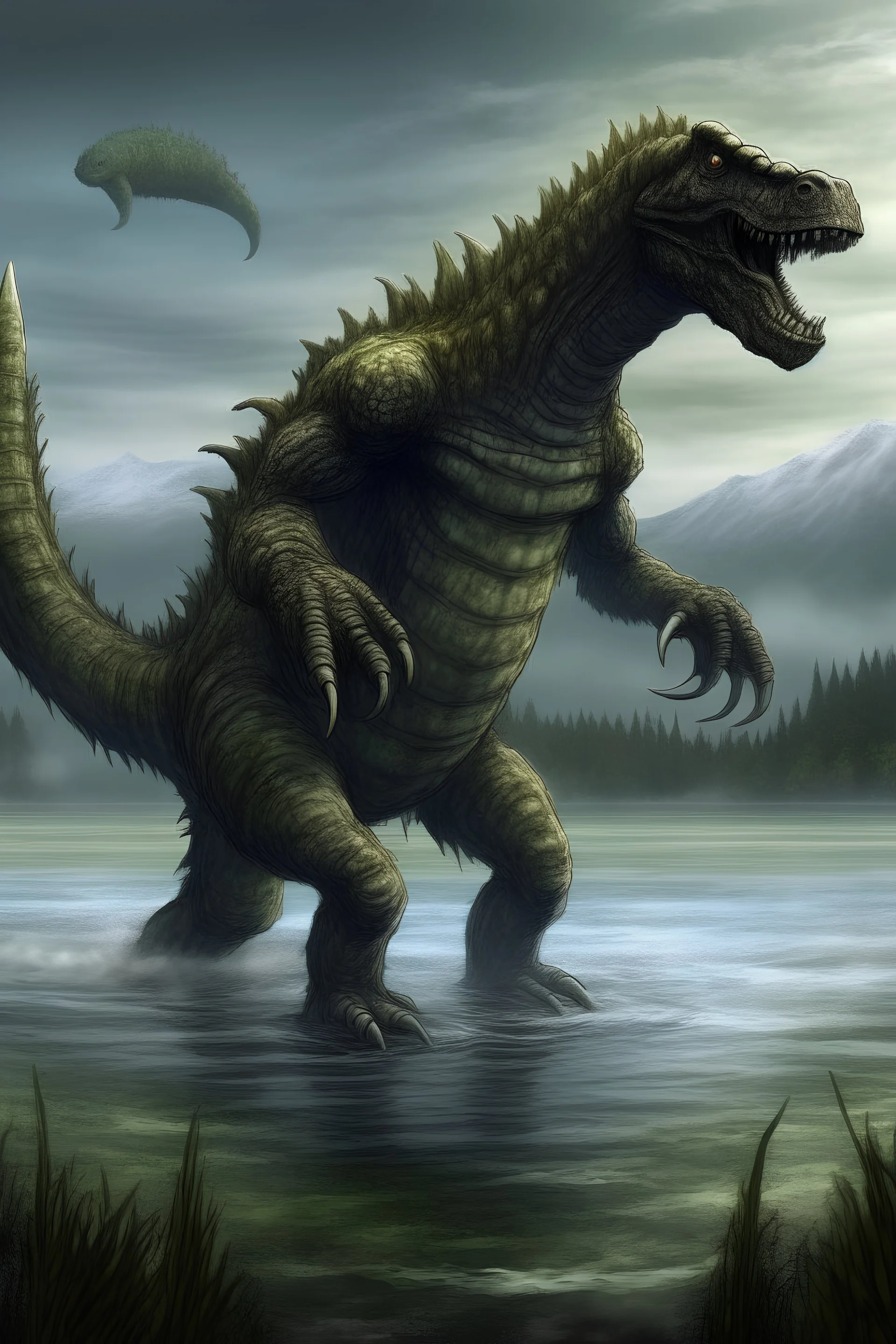 Cryptids, The Loch Ness Monster giving Bigfoot a ride across the galaxy