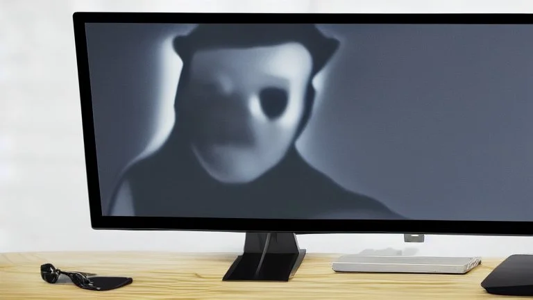 a dark face in a monitor