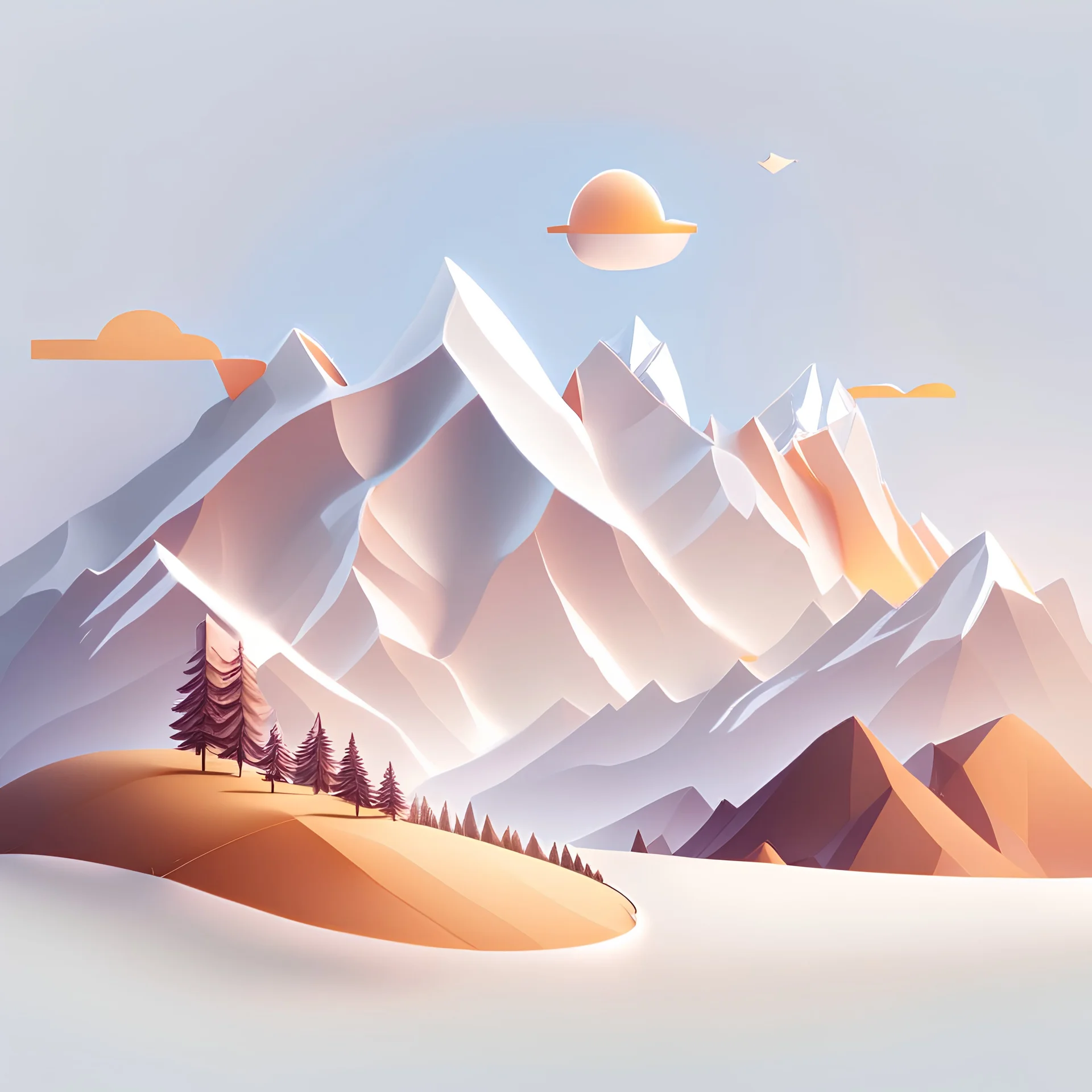father's day clipart, mountain scene, isolated white background, cinematic lighting effect, charming, bokeh, digital painting, soft lighting, , 4K resolution, photorealistic rendering, highly detailed clean, vector image, photorealistic masterpiece, professional photography, simple space backdrop, flat white background, isometric, vibrant vector