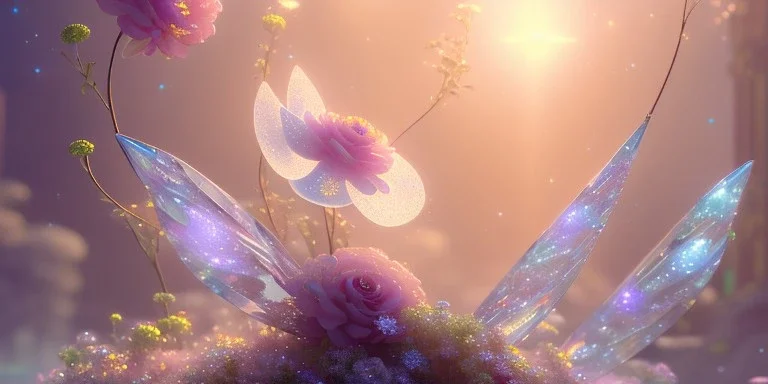 crystal subtle flower in a galactic ambiance beautiful fairy, transparent, delicate colors, in the foreground, full of details, smooth，soft light atmosphere, light effect，vaporwave colorful, concept art, smooth, extremely sharp detail, finely tuned detail, ultra high definition, 8 k, unreal engine 5, ultra sharp focus