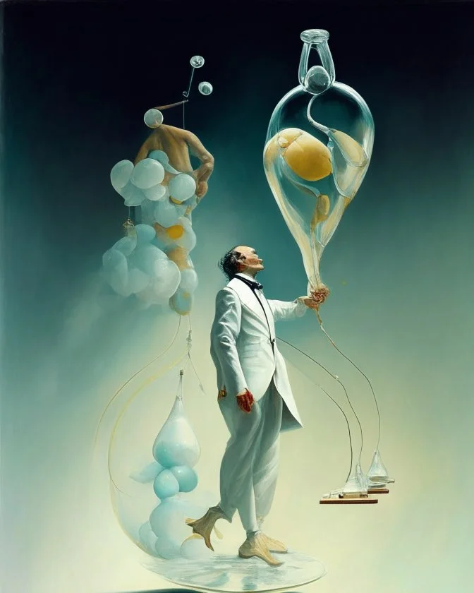 human body, universe-like Soap Bubble,complex surgical instruments mixed with human body-like musical instruments,minimalism,Painting By Adrian Ghenie, Rene Magritte, Salvador Dali, Lucian Freud