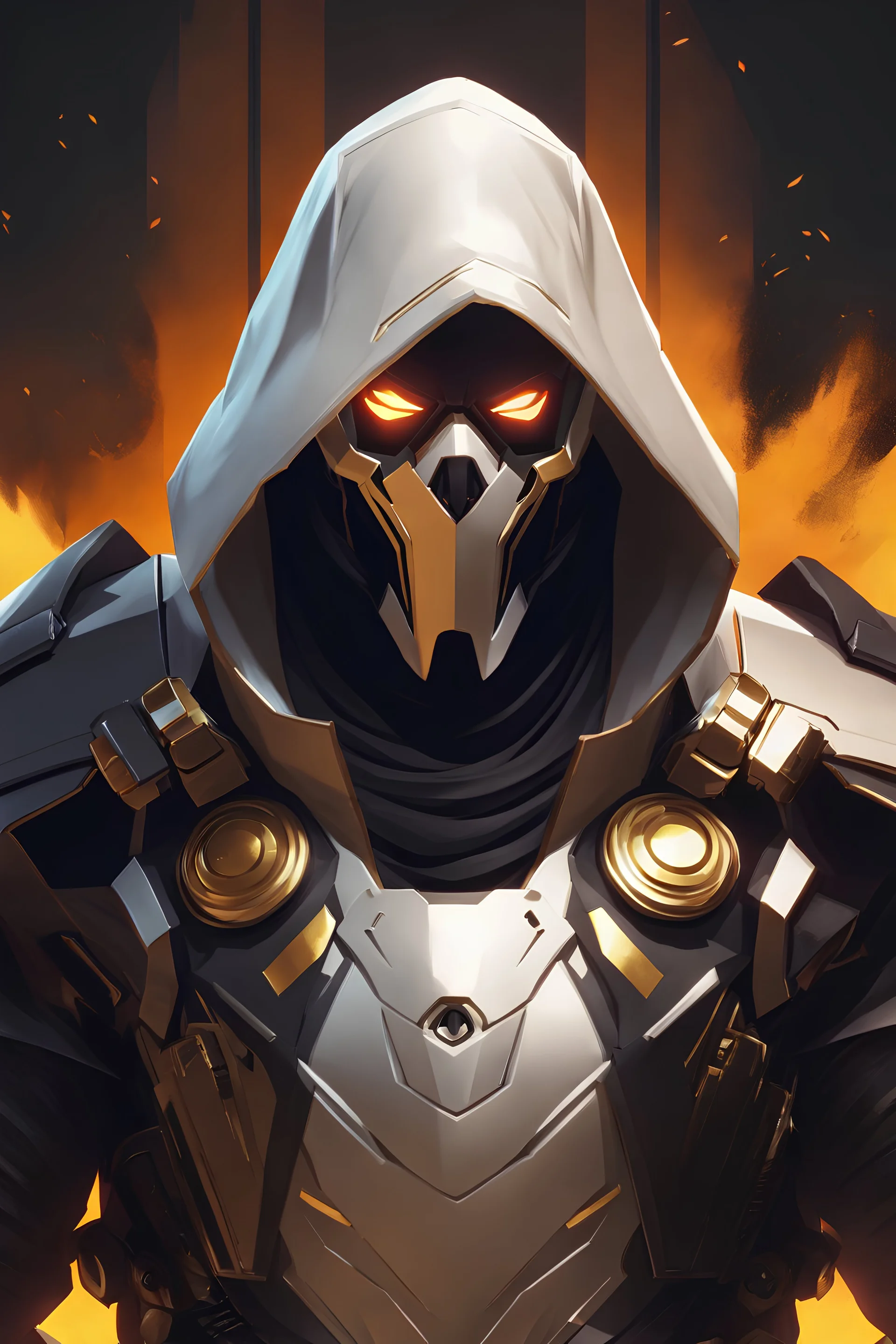 Reaper from Overwatch as an Apex Legends character digital illustration portrait design by, Mark Brooks and Brad Kunkle detailed, gorgeous lighting, wide angle action dynamic portrait